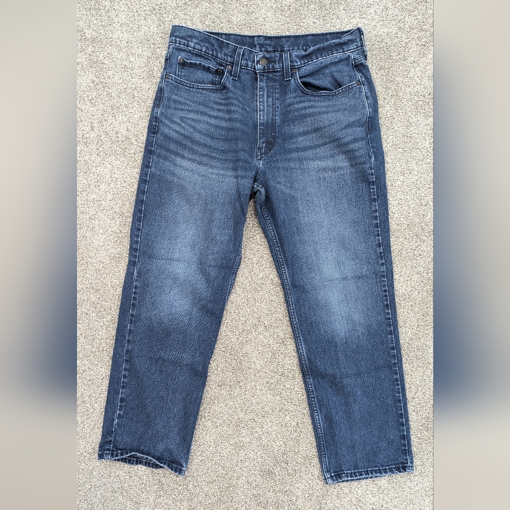 Levi's 550 Dark Blue Jeans With Black Patch And R Tag 34x29 Mens